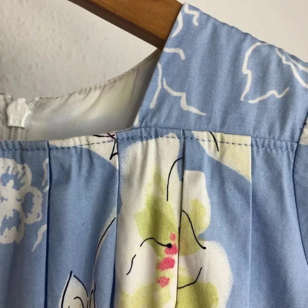 Hanna Andersson dress short sleeve blue floral‎ size 100cm or 4 years